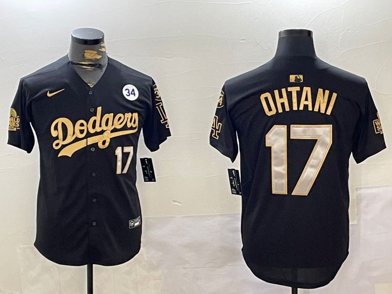 Men Los Angeles Dodgers #17 Ohtani Black Gold Game 2024 Nike MLB Jersey style 12022->los angeles dodgers->MLB Jersey